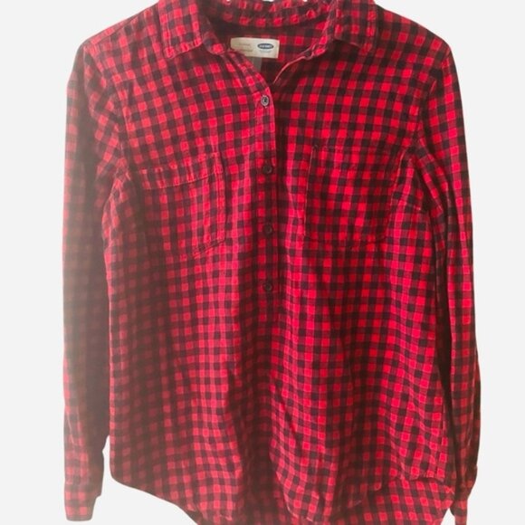 Old Navy Size Small Petite Red Plaid Relaxed Classic - Picture 1 of 7